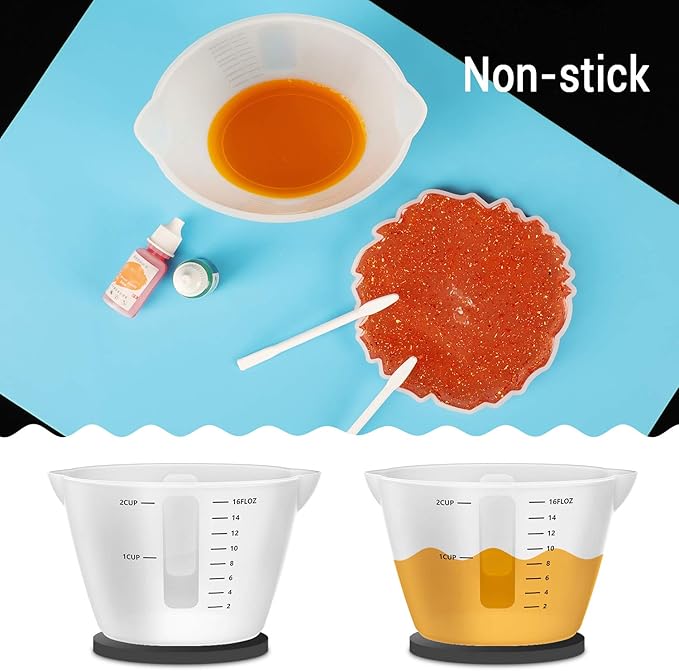Gartful 500ml Large Silicone Measuring Cups, 2-Cup Resin Mixing & Pouring Cups for Epoxy, Resin Jewelry Making, Nonstick Reusable Craft Measuring Cups, 16 oz, Set of 2