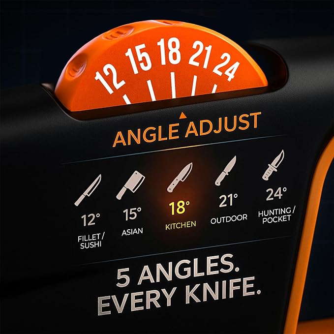 5 Precision Adjust Knife Sharpener- 3-Stage Premium Kitchen Knife Sharpener to Repair, Restore & Polish Blades by Sharp Pebble