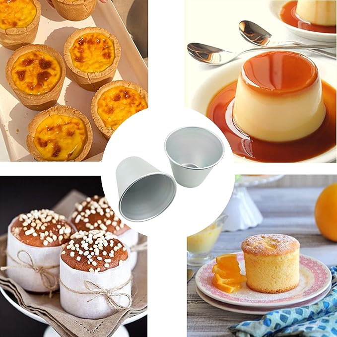 6 Packs Popover Pan， Large Individual Muffin Mold, Aluminium Pudding Cup, Chocolate Molten Mould, Raspberry Souffle Baking Maker, Brownie Tumbler -for Pie, Egg Tart, Cake (Size 3.4"x 3.2")