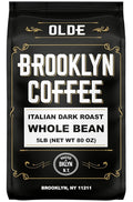 BROOKLYN COFFEE Whole Bean, Italian Dark Roast (5lb) Extra Strong, Delicious Taste, Heavenly Aroma - Fresh Bulk Coffee Beans Roasted Weekly in NYC