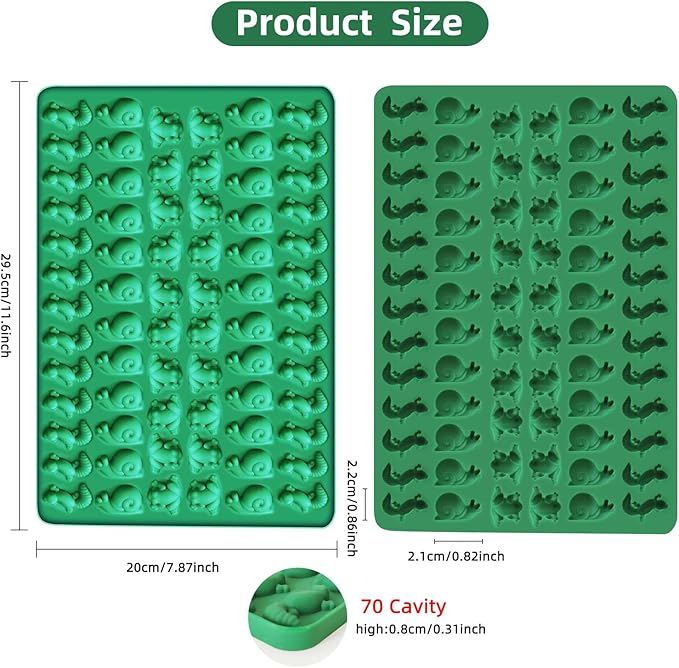 2 PCS Animal Silicone Molds, 104 Cavity Frog, Lizard, Snails Shaped Mini Silicone Molds for Baking Biscuits, Cookie,Candy, Chocolate, Jelly,Ice Cube,Pet Dog Treats Mold