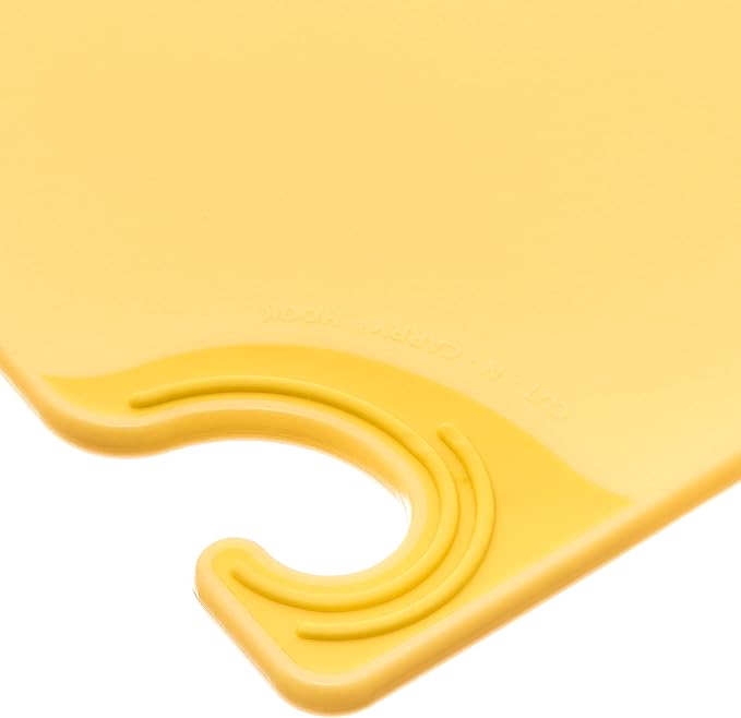 San Jamar Saf-T-Grip Plastic Cutting Board with Safety Hook, 9" x 12" x 0.375", Yellow, (Pack of 6)