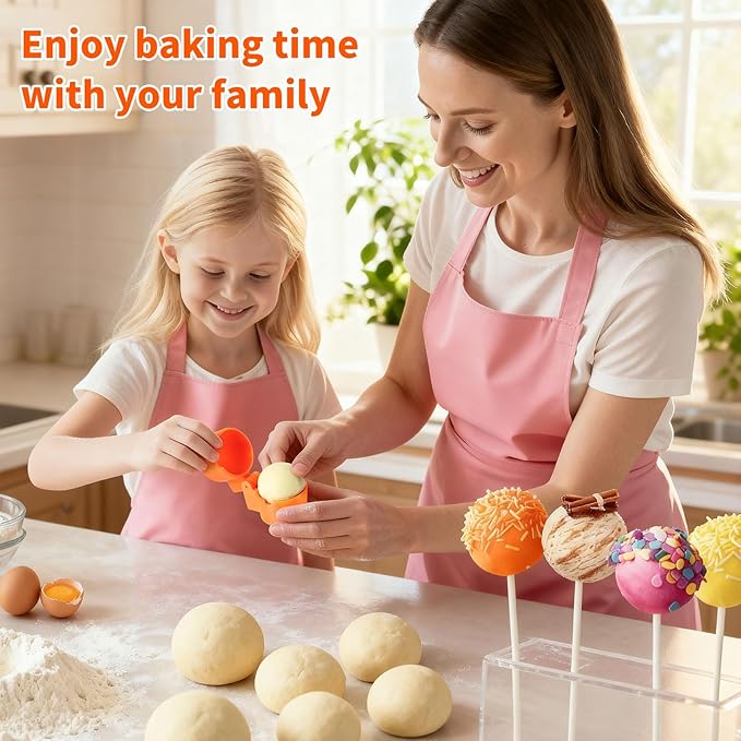 Round Cake Pop Mold Shapes Press Set, Sphere Circle Cake Pop Cutter and Pusher, Baking Tools Accessories for Cake Pops, Cookies, Wedding and Party Desserts (2pcs)
