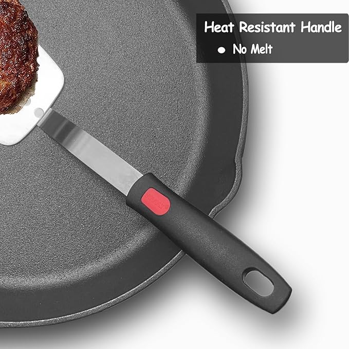 Stainless Steel Spatula Turner, Slotted Metal Spatula for Kitchen Use,VOVOLY Heavy Duty Cooking Turner, Wide Blade with Beveled Edge and Heat Resistant Silicone Handle, Dishwasher Safe