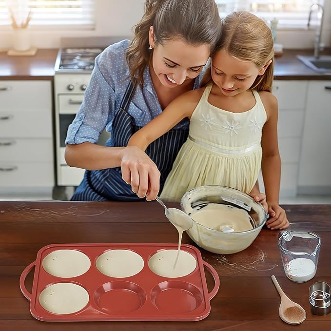 JOERSH 2 Pack 4 Inch Jumbo Silicone Muffin Top Pan with Metal Frame, Non Stick Silicone Egg Mold for Oven, Large Whoopie Pie Baking Pan for English Muffin, Breakfast Sandwich, Egg Bite, Hamburger Bun