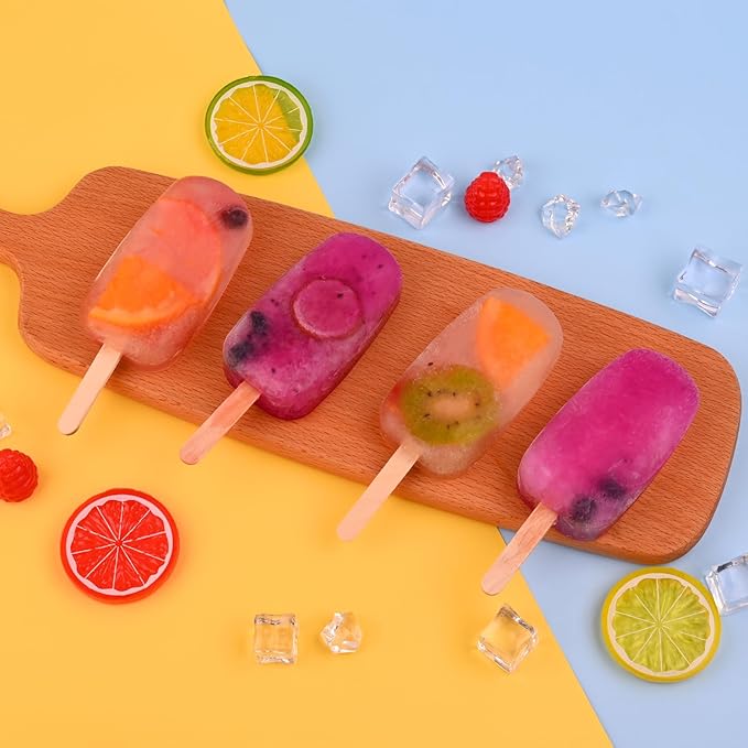 WMKGG Popsicle Silicone Molds Set, 2 PCS Ice Cream Molds with 50 Wooden Sticks for Cake Pop, Ice Pop, Cakesicles (Standard Size/Green)