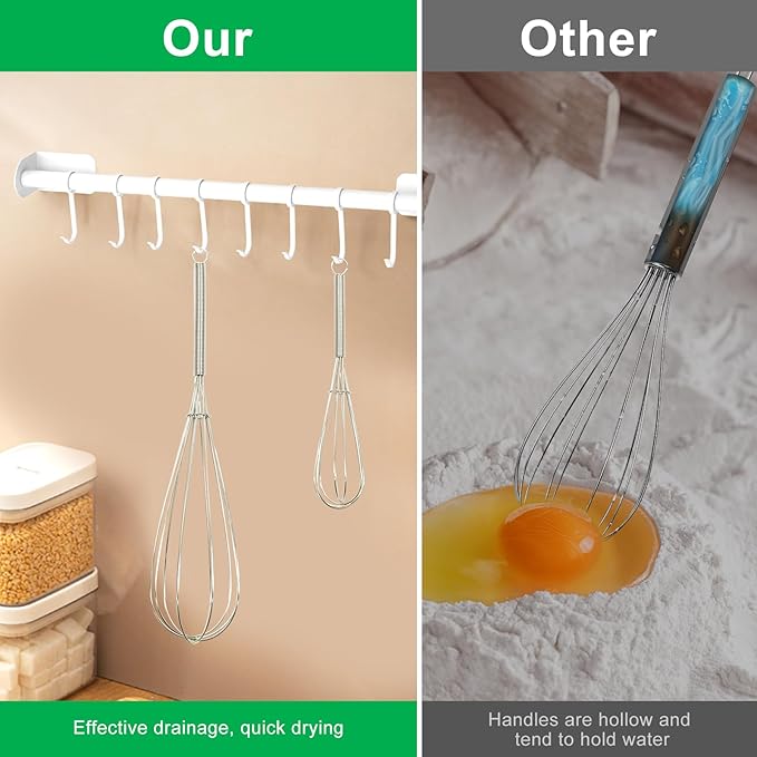 ForTomorrow Stainless Steel Whisk Set - 8"+10"+12" Thin Handle Wisk Balloon Wire Whisks Kitchen Tool for Cooking, Baking, Mixing Blending, Whisking, Beating, Stirring