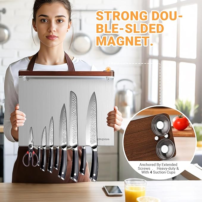 Metal Magnetic Knife Holder Magnets Kitchen Storage Universal Magnetic Knife Block Without Knives Stainless Steel Knife Magnetic Strip Stand Race Cutlery Display Stand Saves Counter Space