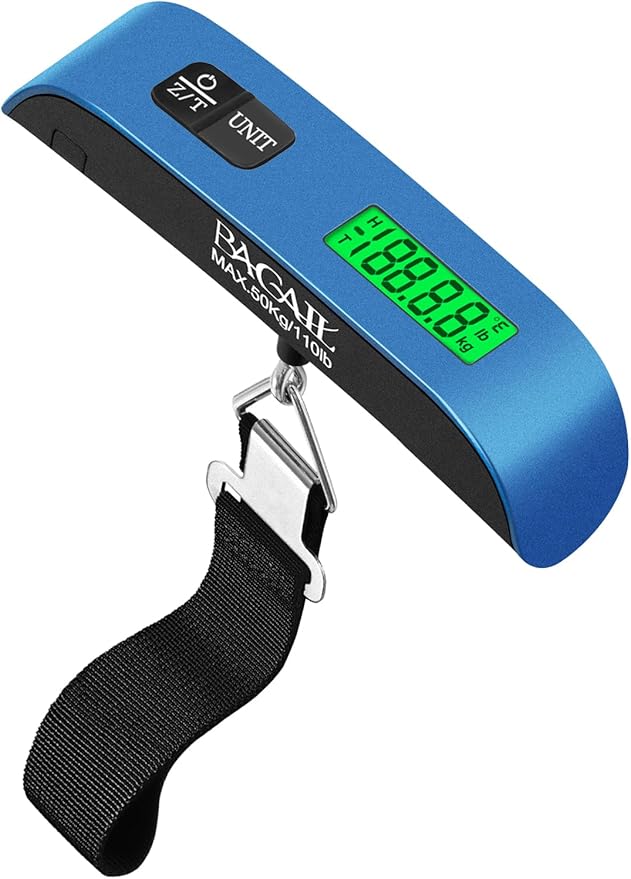BAGAIL Digital Luggage Scale, 110lbs Hanging Baggage Scale with Backlit LCD Display, Portable Suitcase Weighing Scale, Travel Luggage Weight Scale with Hook, Strong Straps for Travelers