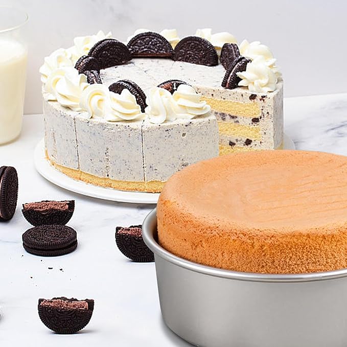 HomeMall 9 x 3 inch Round Cake Pan Set of 3, Aluminum Baking Pans for Layer Cakes, Heavy Duty Non-Stick, Evenly Baking Molds for Home Kitchen, Birthday Wedding Anniversary