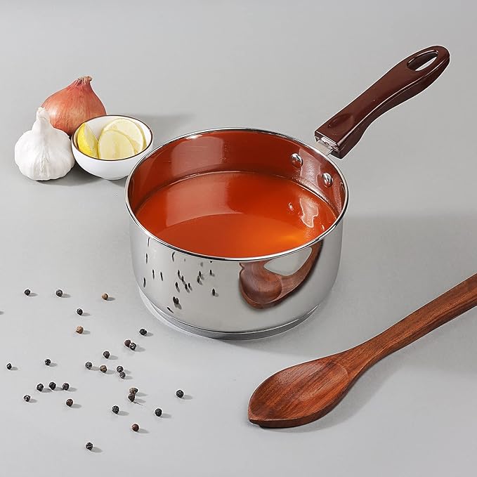 Vinod Platinum Triply Stainless Steel Sauce Pot, 372oz (11-Inch) | Heavy-Bottom | Induction & Gas Compatible | Riveted Handles | PFOA-Free & Dishwasher Safe