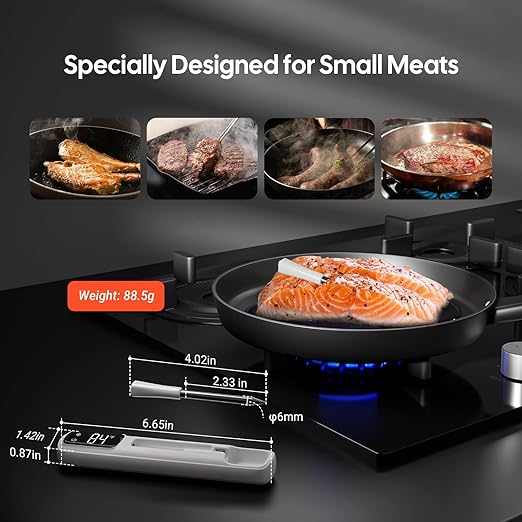 INKBIRD Mini Wireless Meat Thermometer, Bluetooth 5.4,1000ft/305m Ultra Long Connection, 60 Min Offline Data Storage, IP67 Waterproof, White LED Display, Ideal for BBQ, Grill, and Smoker