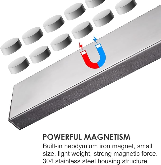 Enkrio Knife Magnetic Strip - Upgraded 11.8 Inch Stainless Steel Magnetic Knife Holder for Wall with 3M Type, Magnet Knife Strip Bar Rack for Kitchen Utensil & Tool Holder