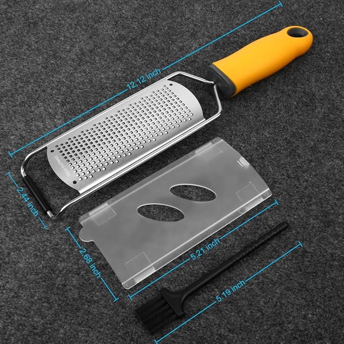 Pro Zester Grater, Lemon Zester, Parmesan, Ginger, Garlic, Chocolate, With Razor-Sharp Stainless Steel Blade, Protective Cover and Cleaning brush, Dishwasher Safe, by NSpring
