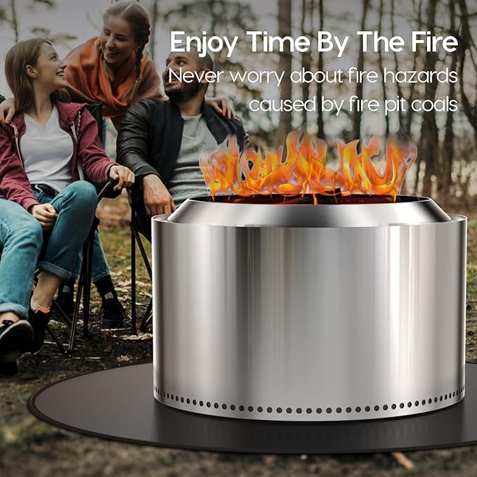 48" Fireproof Fire Pit Mat for Solo Stove Yukon, Round Grill Mats for Outdoor Grill Deck Protector, Waterproof Pad for Camping Accessories, BBQ Mat for Patio