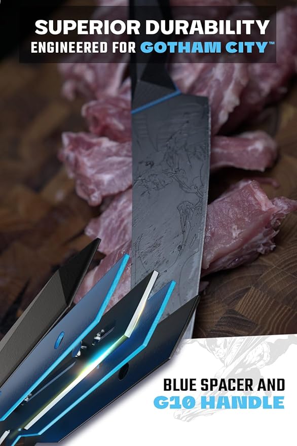 Dalstrong Chef Knife - 8 inch - BATMAN™ Shadow Black Edition - High Carbon 7Cr17MoV Steel - Black Titanium Kitchen Knife - Collection Item - G10 Handle - Chef's Knife Cooking - Sheath