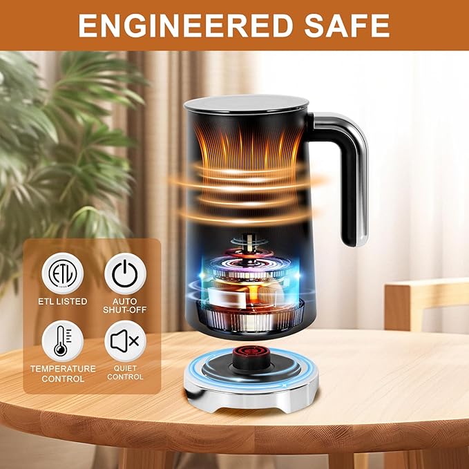 Milk Frother, Electric Milk Frother and Steamer 400W, Automatic Warm and Cold Foam Maker and Milk Warmer 4 in 1 with 2 Whisk for Latte, Cappuccino, Macchiato, Hot Chocolate Coffee