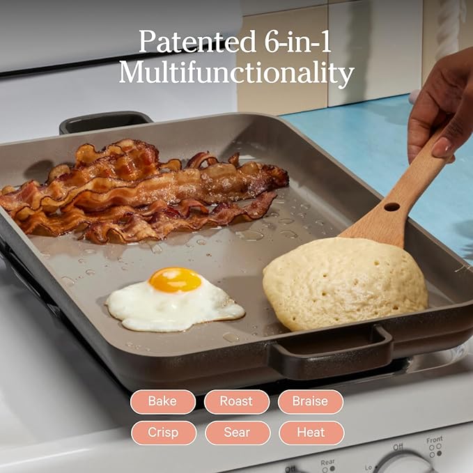Our Place Bakeware Set | 5-Piece Nonstick, Toxin-Free, Ceramic, Cast Aluminum Set with Oven Pan, Bakers, & Oven Mat | Space-Saving Nesting Design | Oven-Safe | Bake, Roast, Griddle and more | Char
