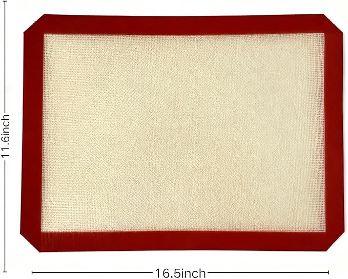 Silicone Baking Mat, 2 Pack Reusable Baking Silicone Mat, Non stick Baking Mat Biscuit Slices Oven Baking Mat 16.5 x 11.6, Red