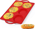 CAKETIME Muffin Top Pan Non Stick,4 Inch Metal Frame Round Egg Baking Pan for Oven English Muffins, Whoopie Pies, Corn Bread, Egg Bites, Breakfast Sandwiches Tarts Red