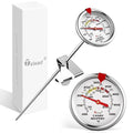 Upgraded Candy Thermometer Waterproof IP67 - Oil Thermometer for Frying with Clips - 9" Side of Pot Rainbow dial Thermometer Deep Fry for Oil Candy Candle BBQ - Silver XL