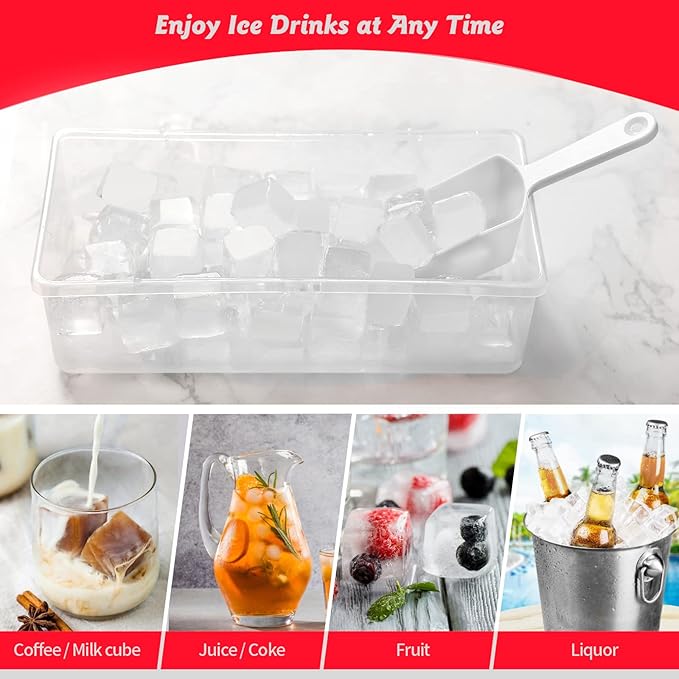 Silicone Ice Cube Tray with Leak-Proof Lid & Storage Bin for Freezer – BPA-Free 36-Piece Nugget Ice Molds, Spill-Resistant Cover & Ice Scoop Container Cover