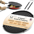 Frying Pan Splatter Screen | USA Brand | 13-Inch Black, Fit Pans (12" to 13") Silicone Grease Splatter Guard for Frying Pan and Stove by Beckon Ware