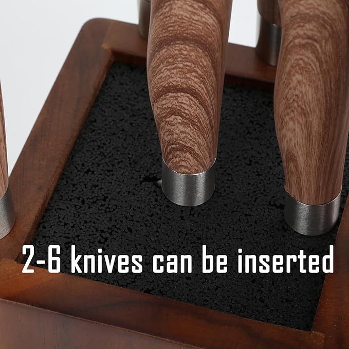 Magnetic Knife Block, Rotatable Knife Holder, Wooden Brown, Modern Style, Acacia Material