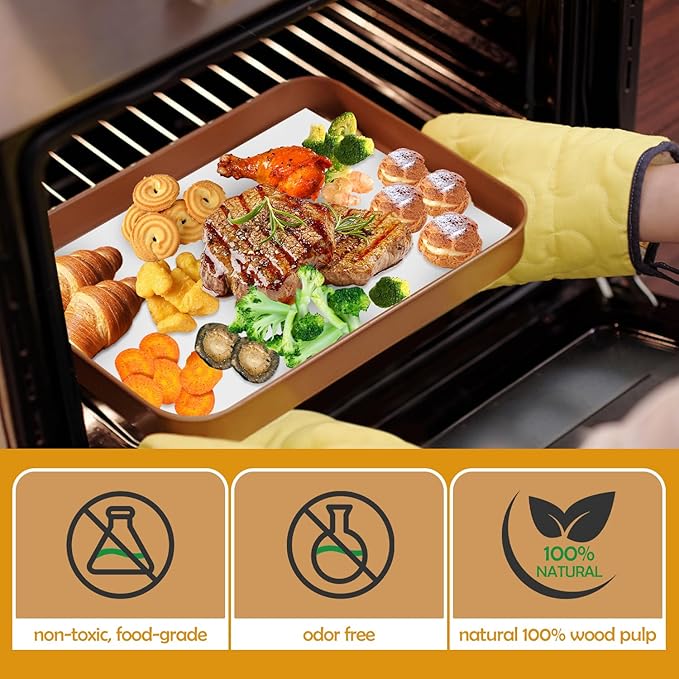 600Pcs Unbleached Parchment Paper Sheets for Baking, 12 x 16 Inch, Non-Stick Precut Half Sheet Parchment Paper for Baking, Cooking, Air Fryer, Oven (white-12" x 16"-600pack)