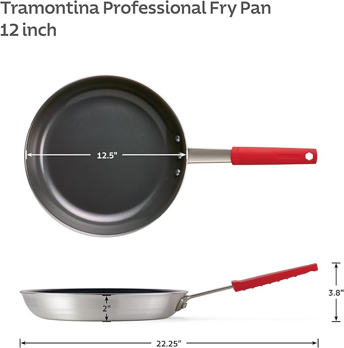 Tramontina Professional 12-Inch Ceramic Non Stick Large Frying Pan, Heavy-Gauge Aluminum Skillet with Nonstick Coating, Dishwasher and Oven Safe, Black