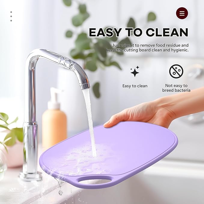 Li&Zhao Plastic Cutting Boards for Kitchen - Chopping Board Small Cutting Board for Meat Cutting Mats for Kitchen Cooking(Purple)