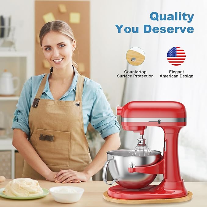 GuanQiao Food-Grade Bamboo Mixer Slider: For KitchenAid 5-8 Qt Bowl Lift Stand Mixer. Appliance Sliding Mat For Artisan, Kitchen Countertop Storage Accessories (Moving Tray)