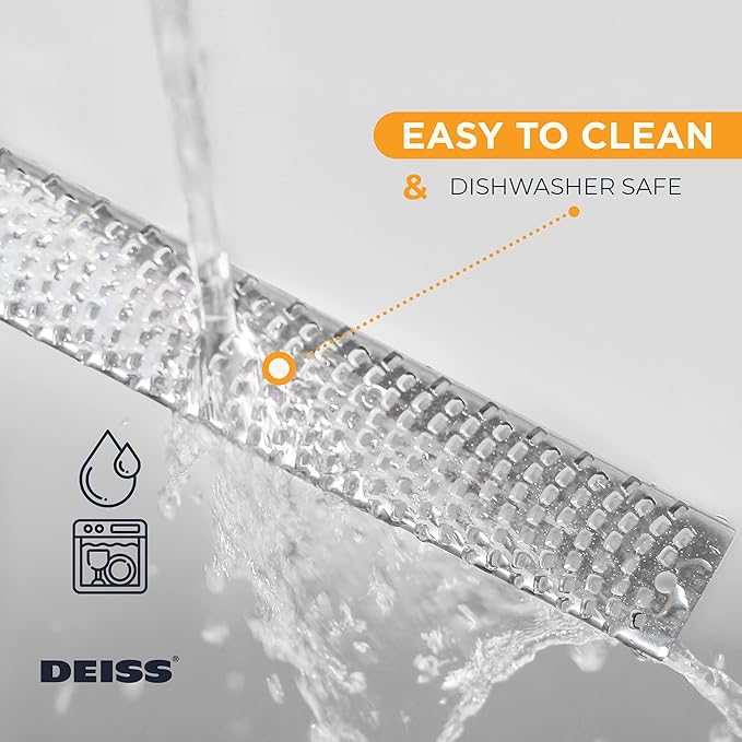 Deiss PRO Citrus Zester & Cheese Grater — Parmesan Cheese Lemon, Ginger, Garlic, Nutmeg, Chocolate, Vegetables, Fruits - Razor-Sharp Stainless Steel Blade, Wide, Dishwasher Safe
