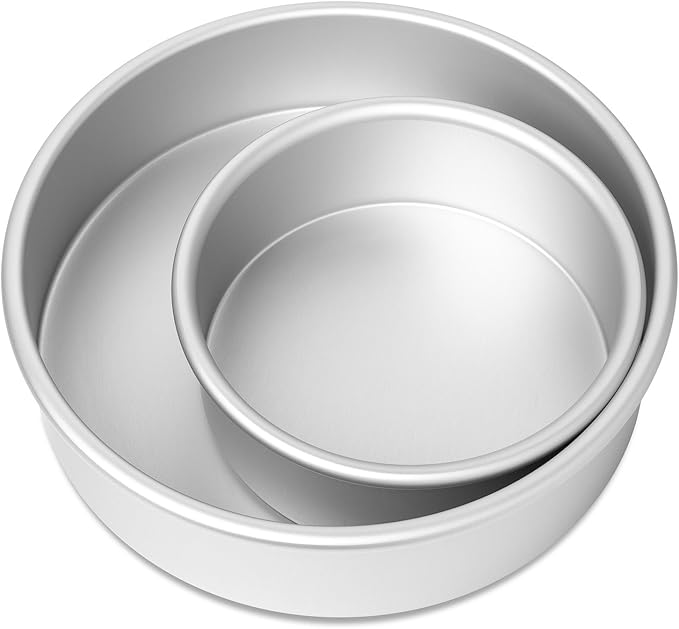 LAST CONFECTION 2-Piece Round Cake Pan Set - Includes 6" and 9" Aluminum Pans - 2" Deep
