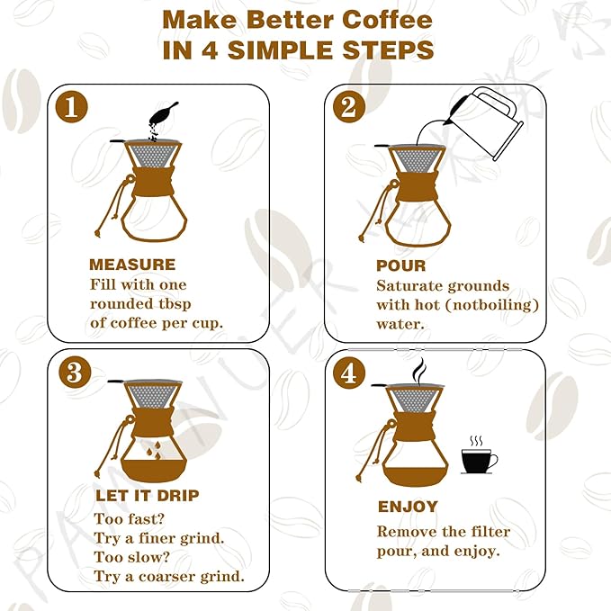 Pour Over Coffee Maker with Reusable Stainless Steel Drip Filter, Lead-Free Borosilicate Glass Coffee Carafe with Modern Wooden Collar for 1-2Cup, Diamond Clear (400ml/13.5oz)