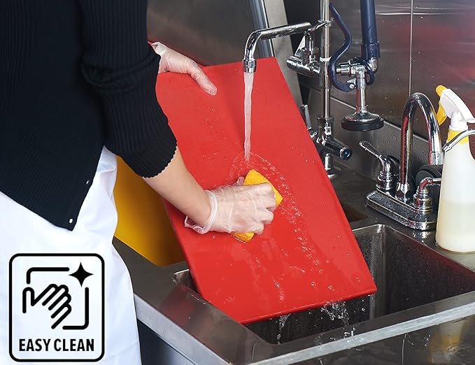 CURTA Cutting Boards for Kitchen, 30" x 18" x 0.5" Red Color Coded Plastic Commercial Chopping Board with Anti Slip Surface Dishwasher Safe