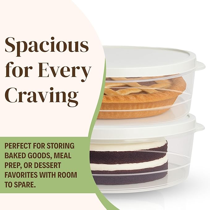 Evelots 4-Pack 10-Inch Airtight Food Storage Container with Lid - Portable Carrier for Pies, Cakes, Cupcakes & More - BPA-Free Clear Plastic - Secure & Easy Transport