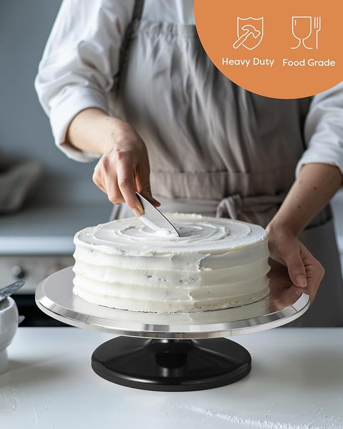 Kootek Aluminium Alloy Revolving Cake Stand 12 Inch Rotating Cake Turntable for Cake, Cupcake Decorating Supplies