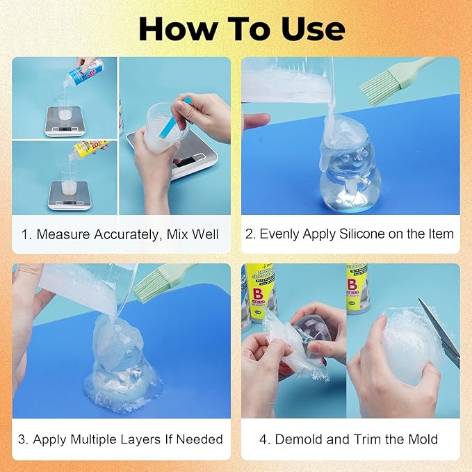 JDiction Brush-On Silicone Mold Making Kit, 10-15 Minutes Fast Cure Silicone Rubber, 20OZ Super Elastic Liquid Mold Making Silicone for Casting Resin Molds & Silicone Molds