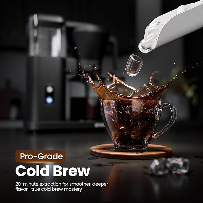 Kismile 8 Cup Drip Coffee Maker Machine, Pour Over Coffee Brew with 3s Instant Heat 197-205℉, Removable Water Tank, Adjustable Flow Control, Deep Cold Brew & Keep Warm 40 Min, Easy to Clean(Black)