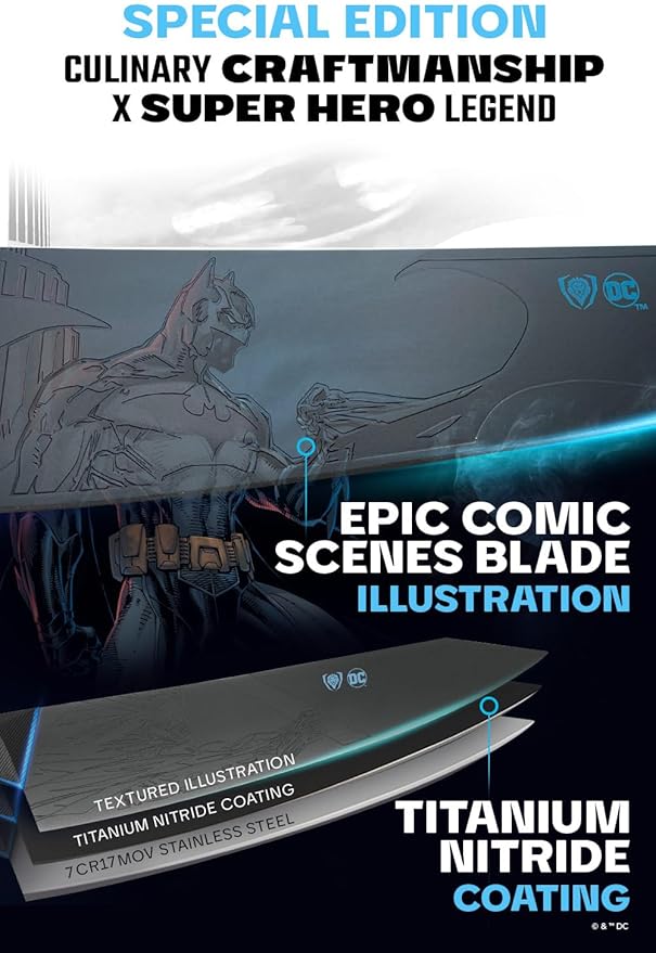 Dalstrong Chef Knife - 8 inch - BATMAN™ Shadow Black Edition - High Carbon 7Cr17MoV Steel - Black Titanium Kitchen Knife - Collection Item - G10 Handle - Chef's Knife Cooking - Sheath