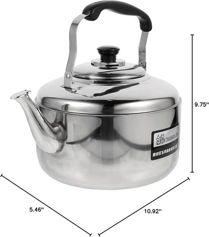 Cabilock 6L Stainless Steel Whistling Tea Kettle Large Capacity Stove Top Water Pot with Ergonomic Handle for Home Kitchen