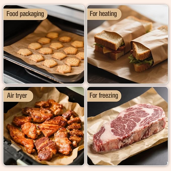 200 Pcs 9x13 Inches Unbleached Parchment Paper, Precut and Non-Stick Parchment Paper Sheets for Baking, Oven, Pan Cooking
