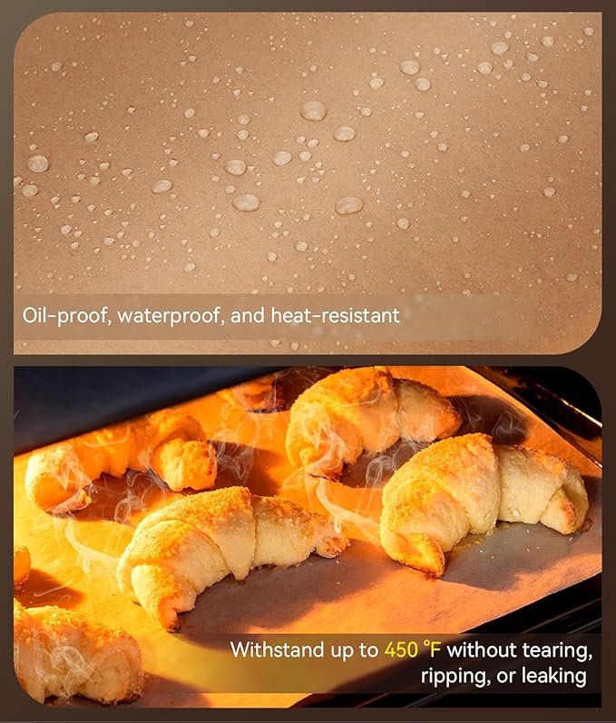 Parchment Paper Sheets, 12 x 16 IN Unbleached Baking Parchment Sheets, Precut Non-Stick Parchment Paper for Baking Grilling Air Fryer Steaming Bread Cake Cookie - 120 Count