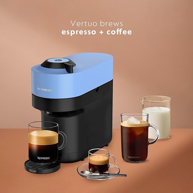 Nespresso Vertuo Pop+ Coffee and Espresso Machine by De'Longhi with Aeroccino Milk Frother, Pacific Blue