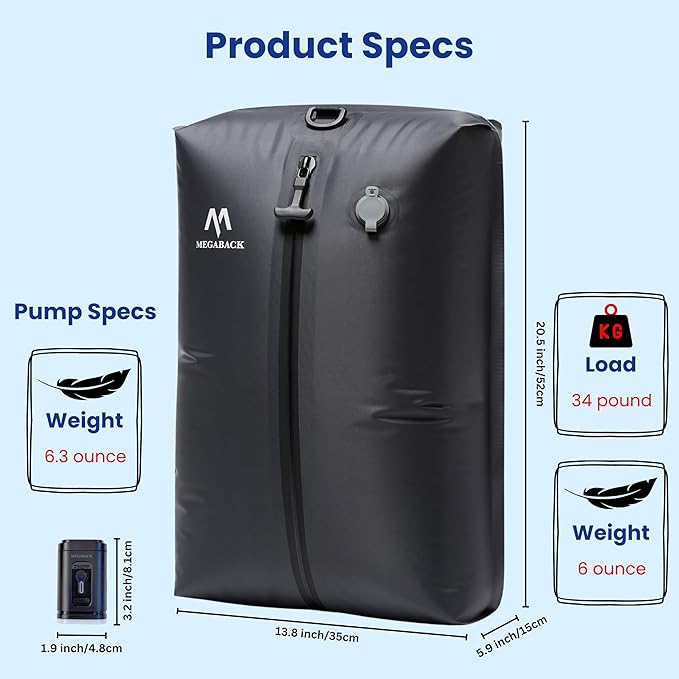 Vacuum Bags for Travel, IP67 Reusable Vacuum Seal Bags for Clothing with Electric Pump, Vacuum Seal Packing cube for Suitcases, Backpack & Travel (1PC+Pump)