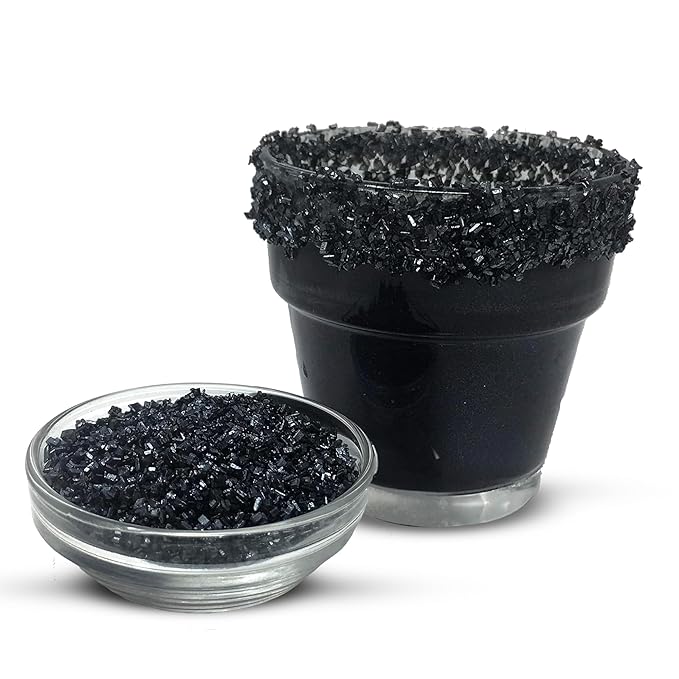 Snowy River Black, Cocktail & Margarita Sugar Rimmer - Vibrant Color Glass Rimming Sugar with Medium Crystal Texture - 8oz