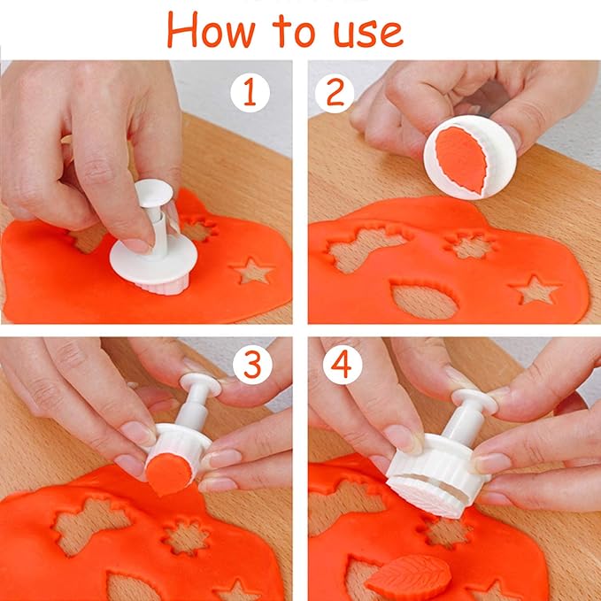 M MOACC Cake Tools 36 Piece Fondant Cake Cookie Plunger Sugarcraft Flower Leaf Butterfly Heart Shape Decorating Mold DIY Icing Plunger Tools