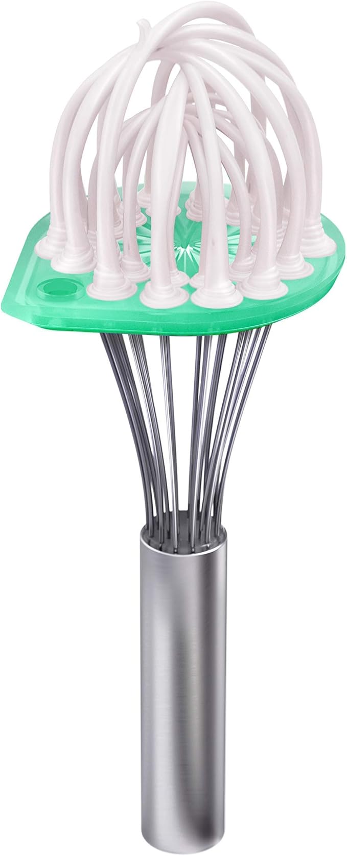 Whisk Wiper® - Wipe a Whisk Easily - Multipurpose Kitchen Tool, Made In USA - Includes 11" Stainless-Steel Whisk - Cool Baking Gadget, A Great Gift For Men and Women (Color: Aquamarine)