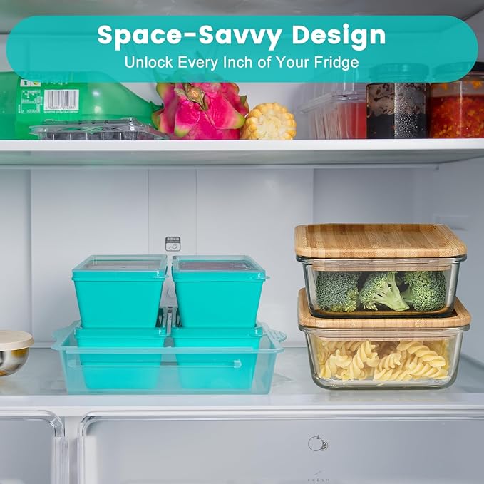 Gemice BPA-Free Silicone Freezer Molds with Base, Individual 4-Pack 2-Cup Portion Soup Cubes Freezer Tray with Lids for Food Storage, Oven & Dishwasher Safe, Silicone Freezer Containers for Meal Prep